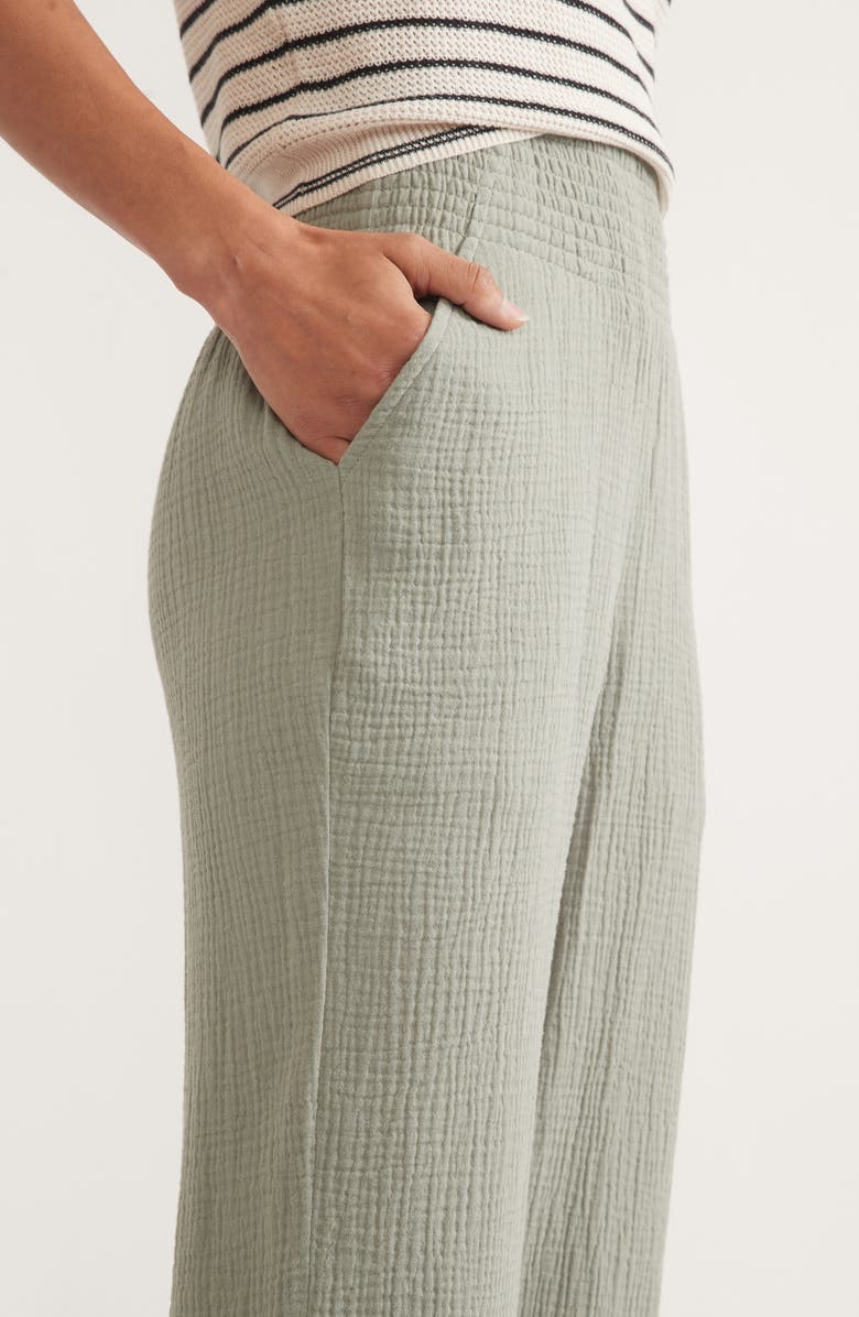 Marine Layer Corinne Wide Leg Double Cloth Cotton Pants, Alternate, color, Shadow