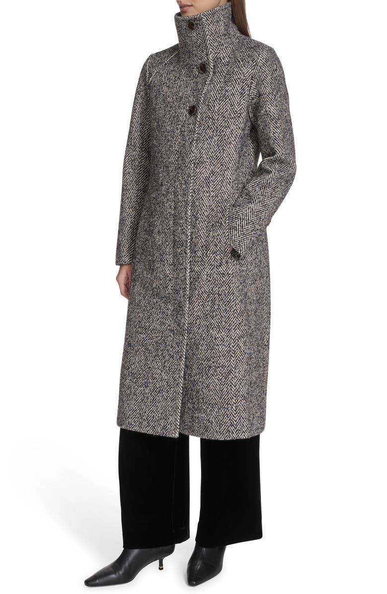 Kenneth Cole Herringbone Longline Coat, Alternate, color, 