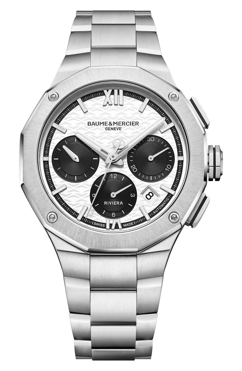 Baume & Mercier Riviera 10827 Automatic Chronograph Bracelet Watch, 41mm, Alternate, color, White