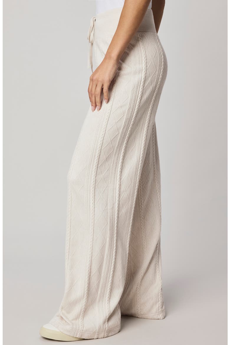 Cable Drawstring Wide Leg Pants, Alternate, color, PALE OAK WHITE HEATHER