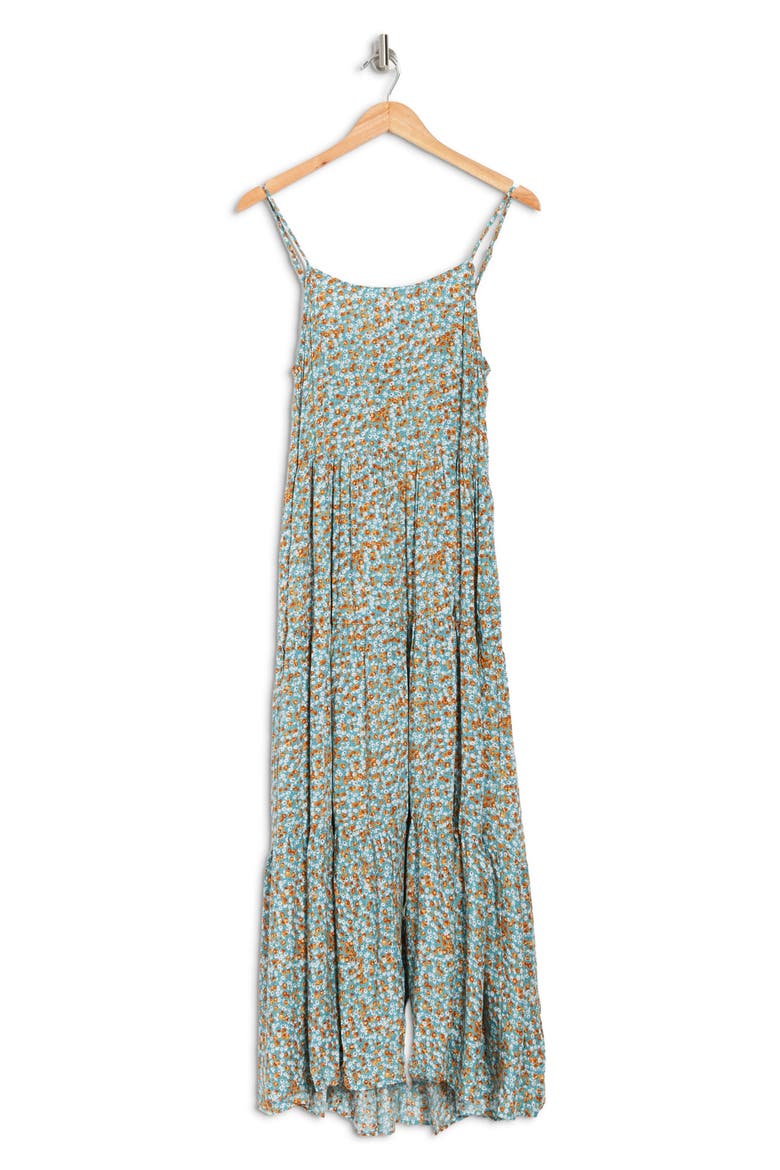 KNOWONECARES Spaghetti Strap Tie Back Tiered Maxi Dress, Alternate, color, SAGE