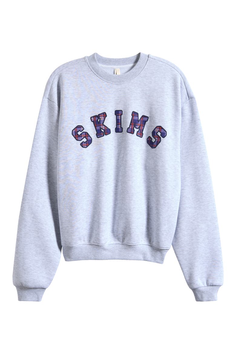Logo Classic Crewneck Sweatshirt, Main, color, HEATHERGREY/ARCHED SKIMS PLAID