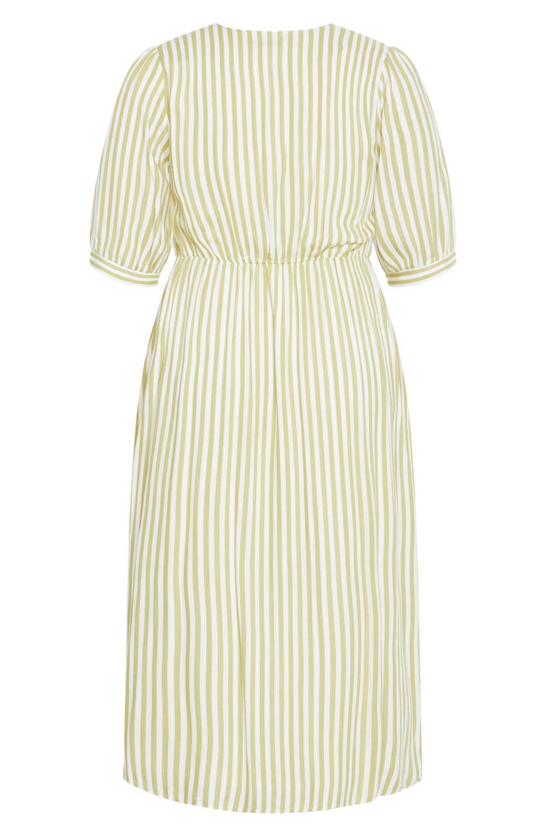 City Chic Charli Stripe Button-Up Midi Dress, Alternate, color, Ivory Stripe