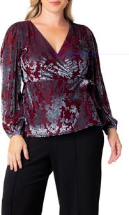 Kiyonna Loretta Burnout Velvet Wrap Top