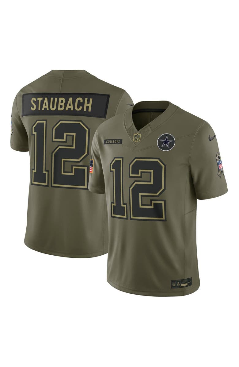 Nike Men's Nike Roger Staubach Olive Dallas Cowboys 2025 Salute to Service Retired Limited Jersey, Main, color, Olive