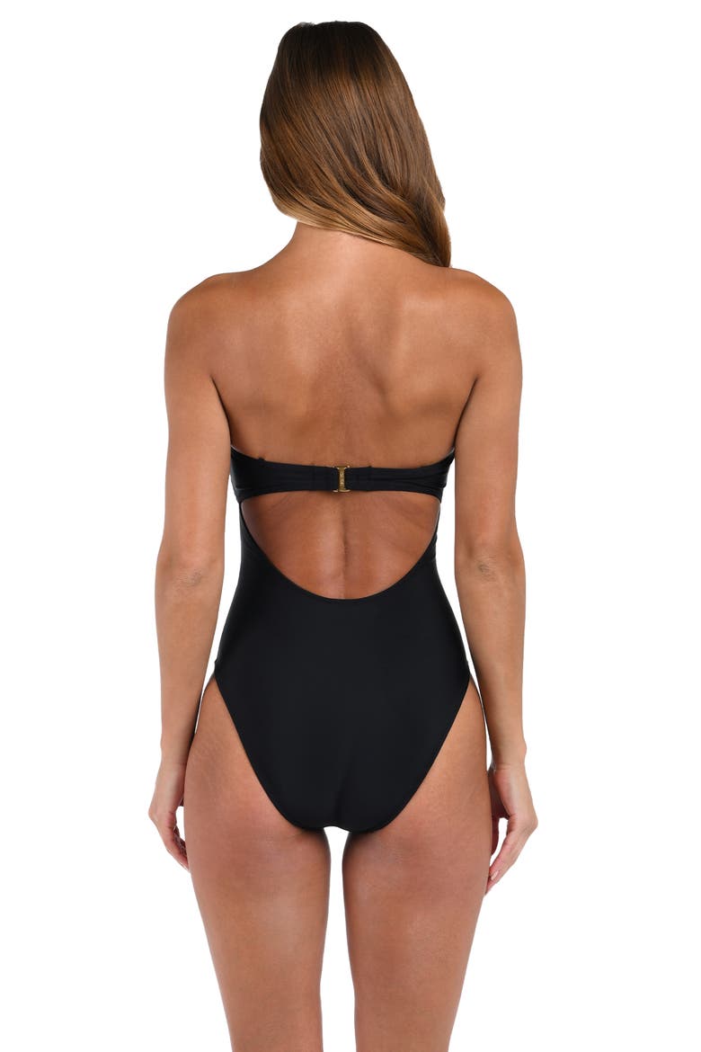 Emilia Bandeau One-Piece Swimsuit, Alternate, color, BLACK
