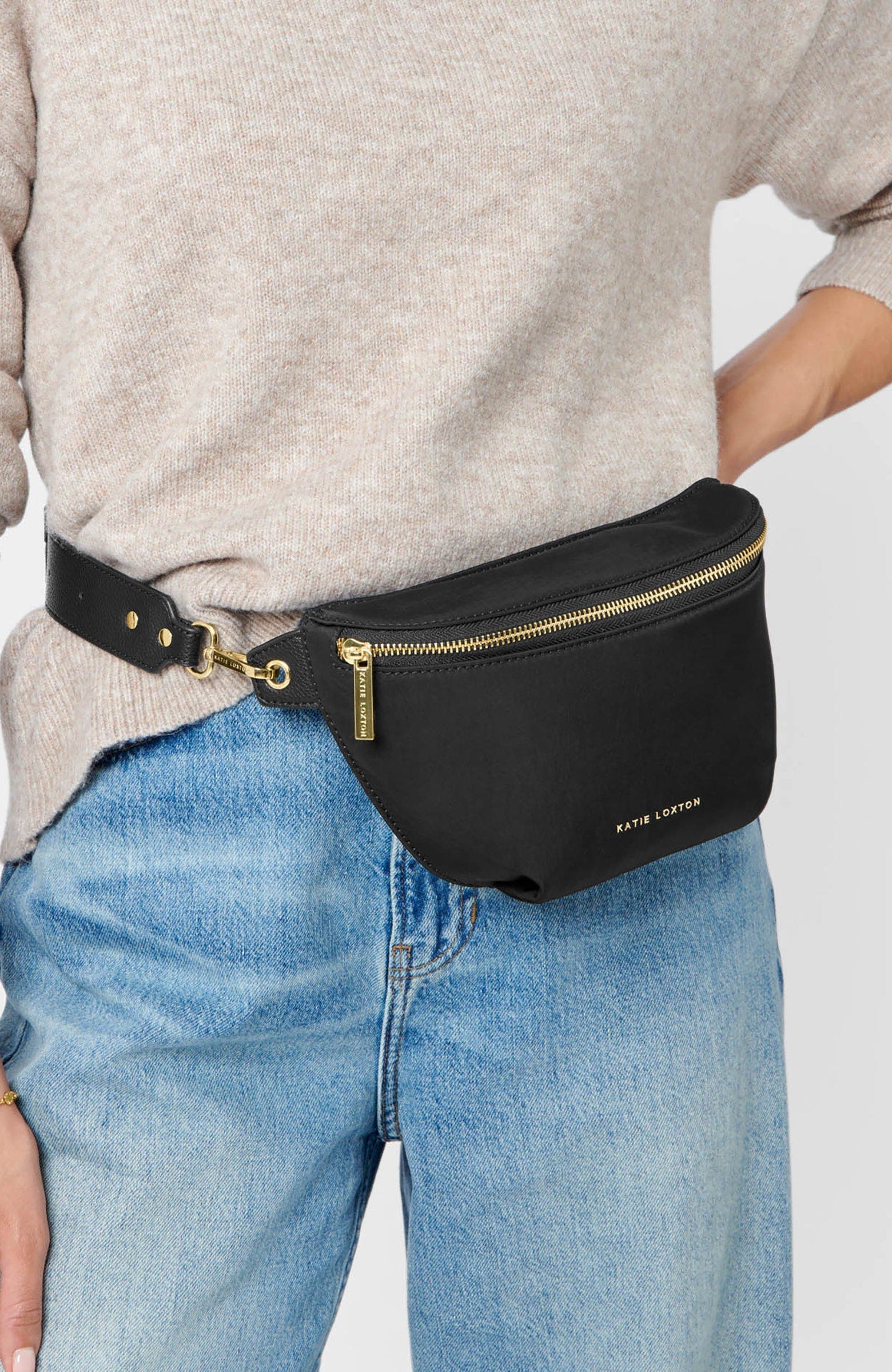 Katie Loxton Nylon-Luxe Belt Bag, Alternate, color, Black