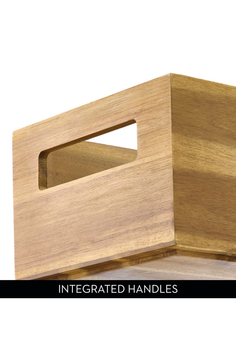 iDesign Acacia Wood Pantry Storage Bin with Handles, Alternate, color,