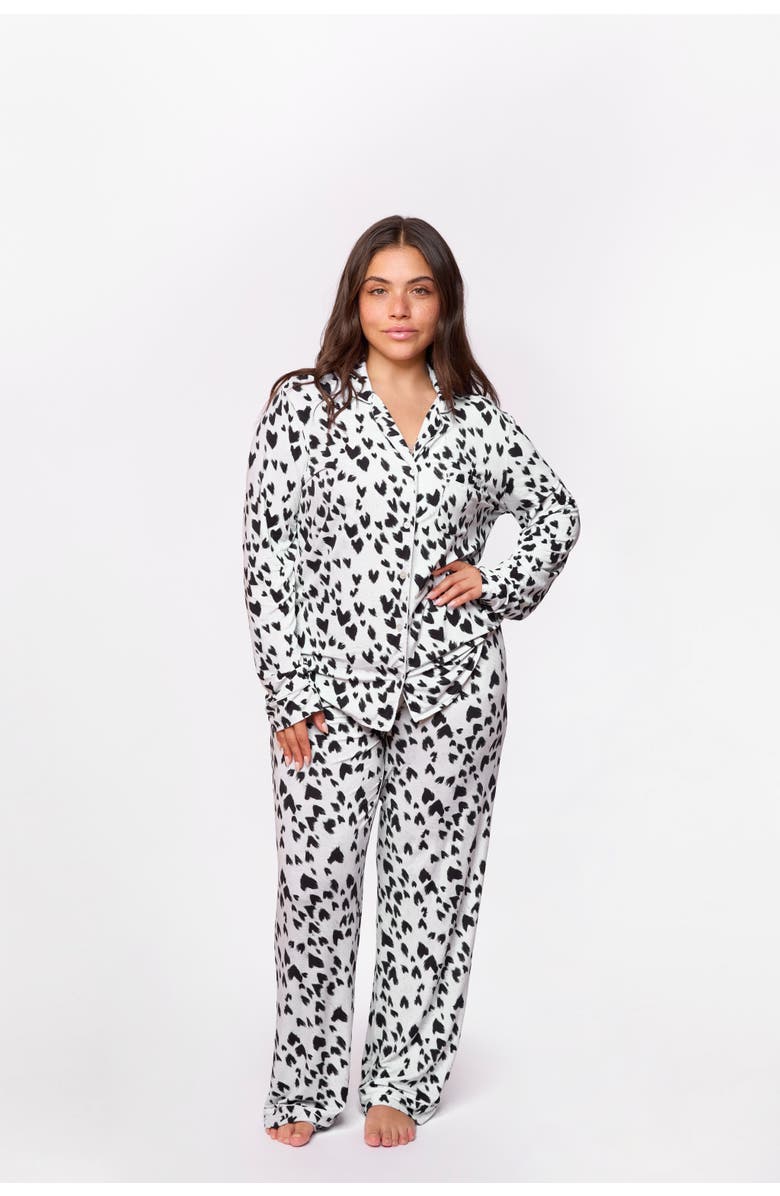 Crickle Daisy Puppy Love Long Pajama Set, Alternate, color, Grey, Black