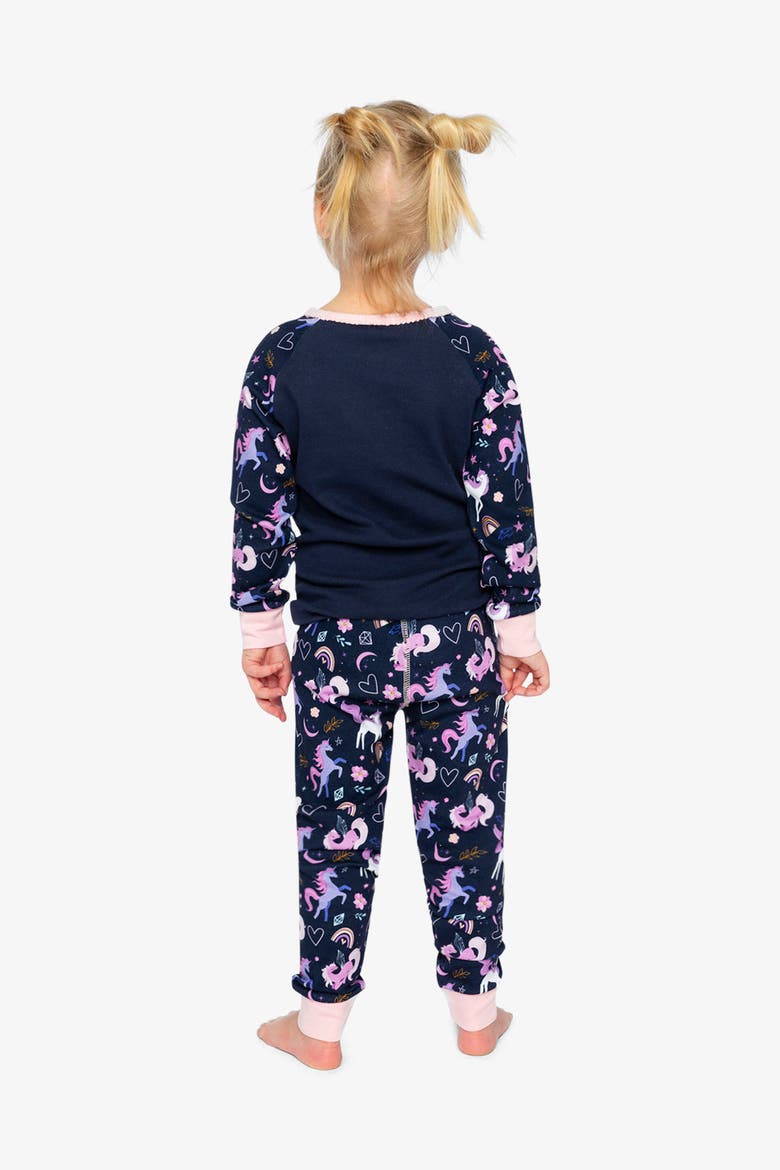 Unicorn Organic Cotton Top Pants Two Piece Pajama Set, Alternate, color, Purple Unicorn Print