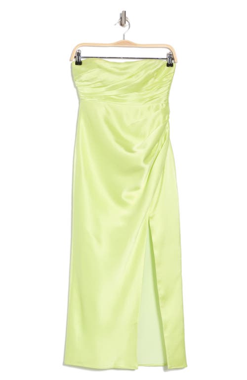 Shop Cinq À Sept Neve Strapless Satin Gown In Lime Kiss