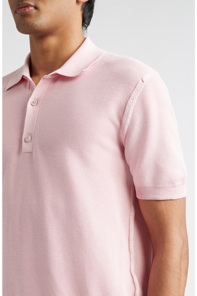 Silk & Cotton Piqué Polo, Alternate, color, ROSEBLOOM