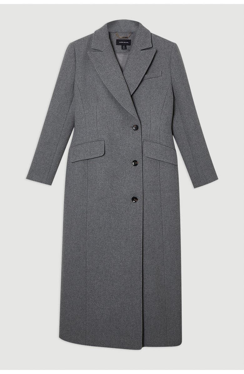 Karen Millen Wool Blend Tailored Fitted Maxi Coat, Alternate, color, Grey Marl