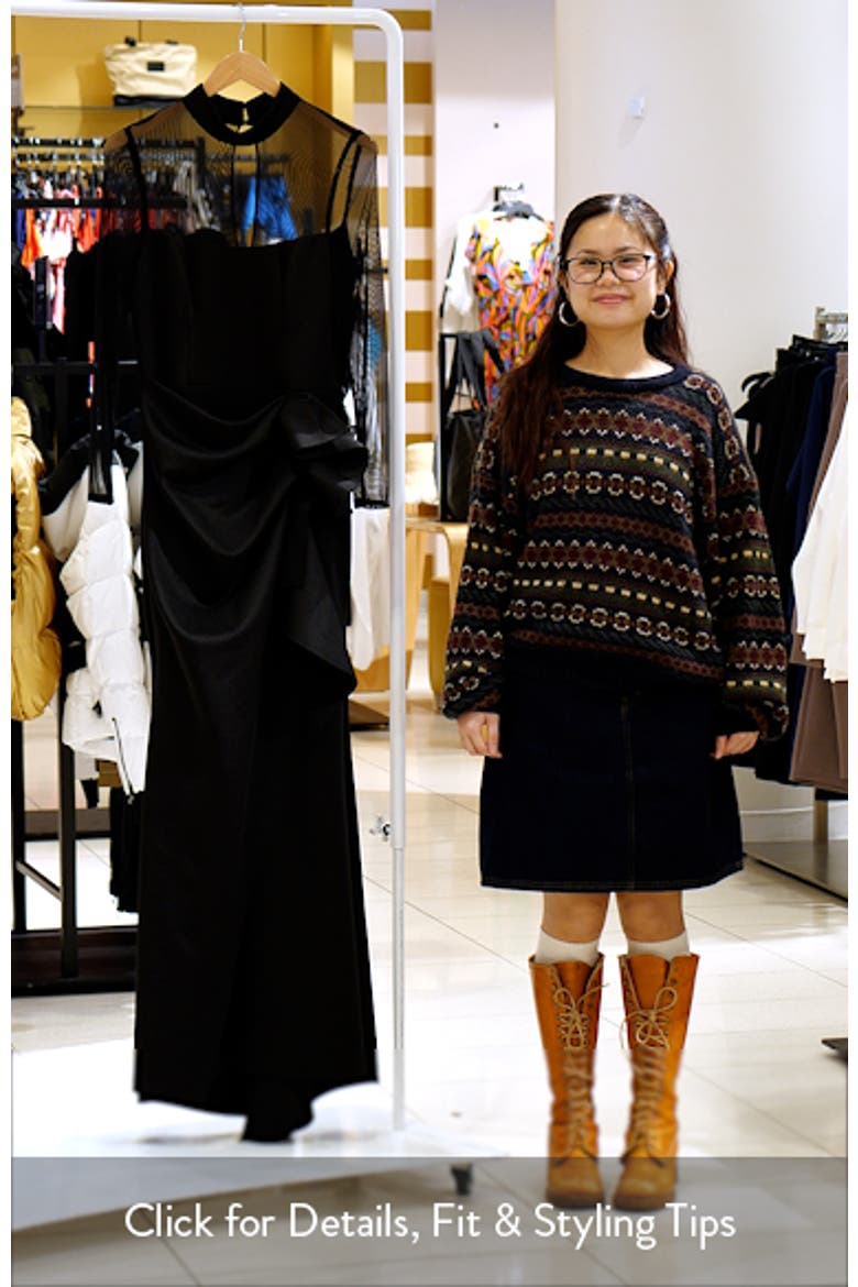 Side Ruched Illusion Sleeve Gown video