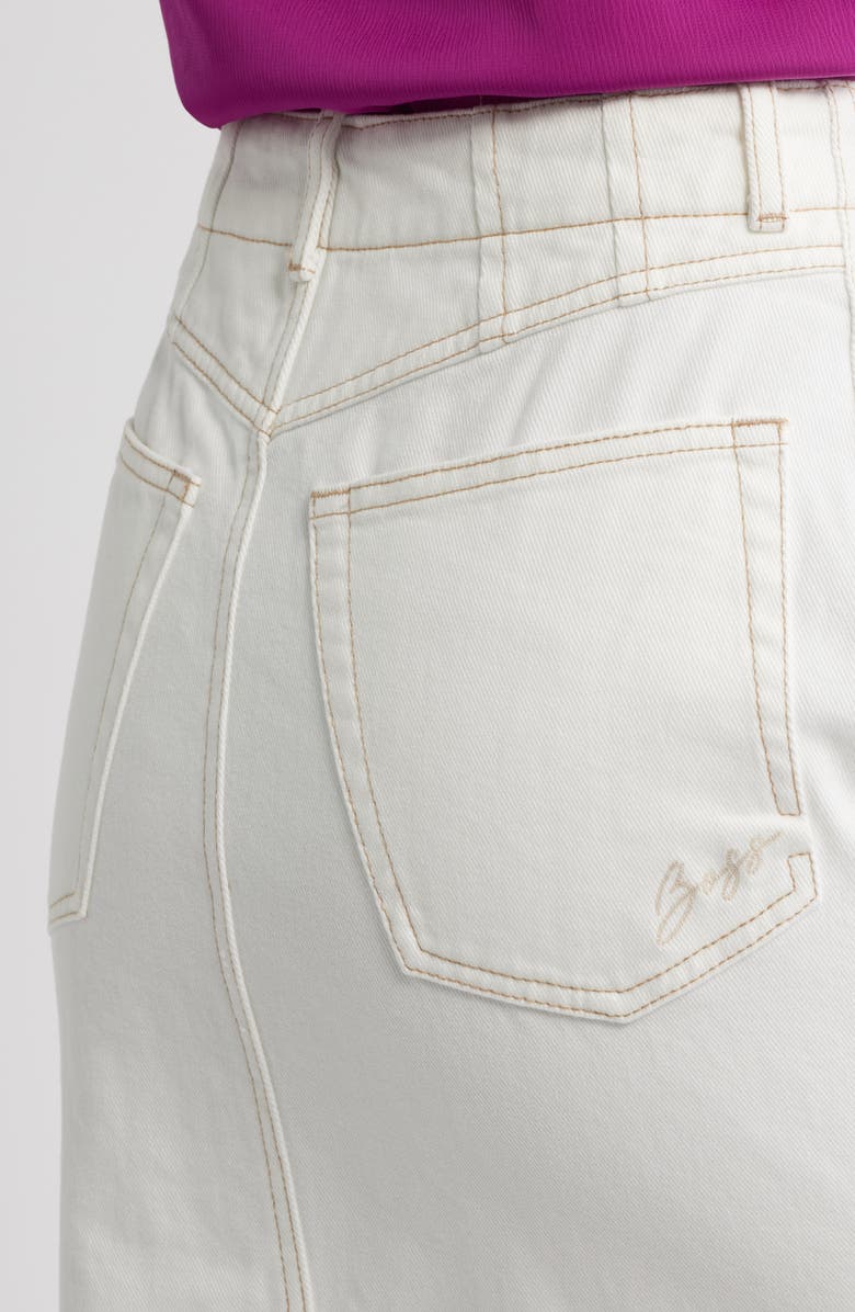 BOSS Orange Varlina Button Front Denim Skirt, Alternate, color, Soft Cream