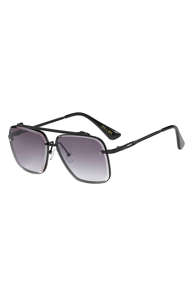 Fifth & Ninth Memphis 62mm Aviator Sunglasses, Main, color, Black/ Black