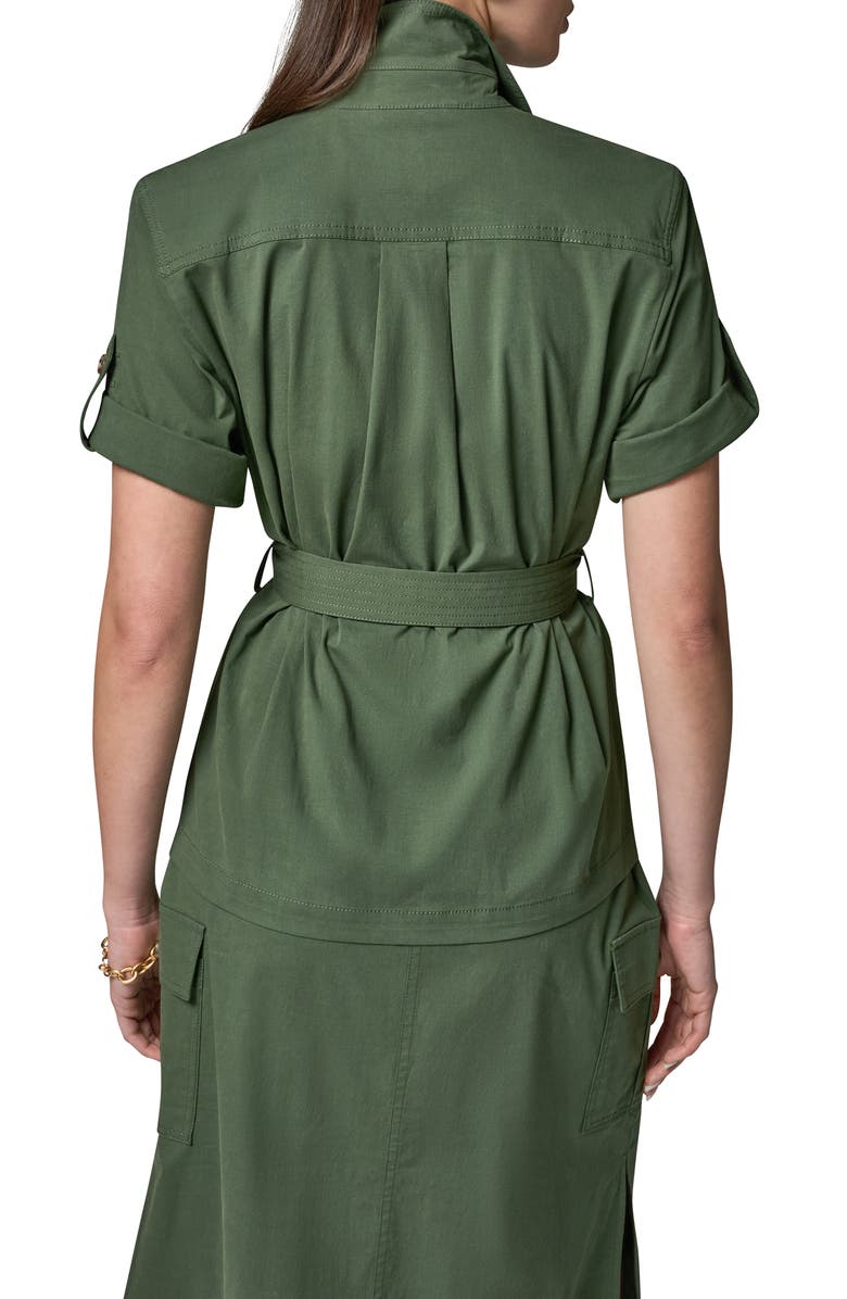 Donna Karan New York Short Sleeve Belted Jacket, Alternate, color, Verde