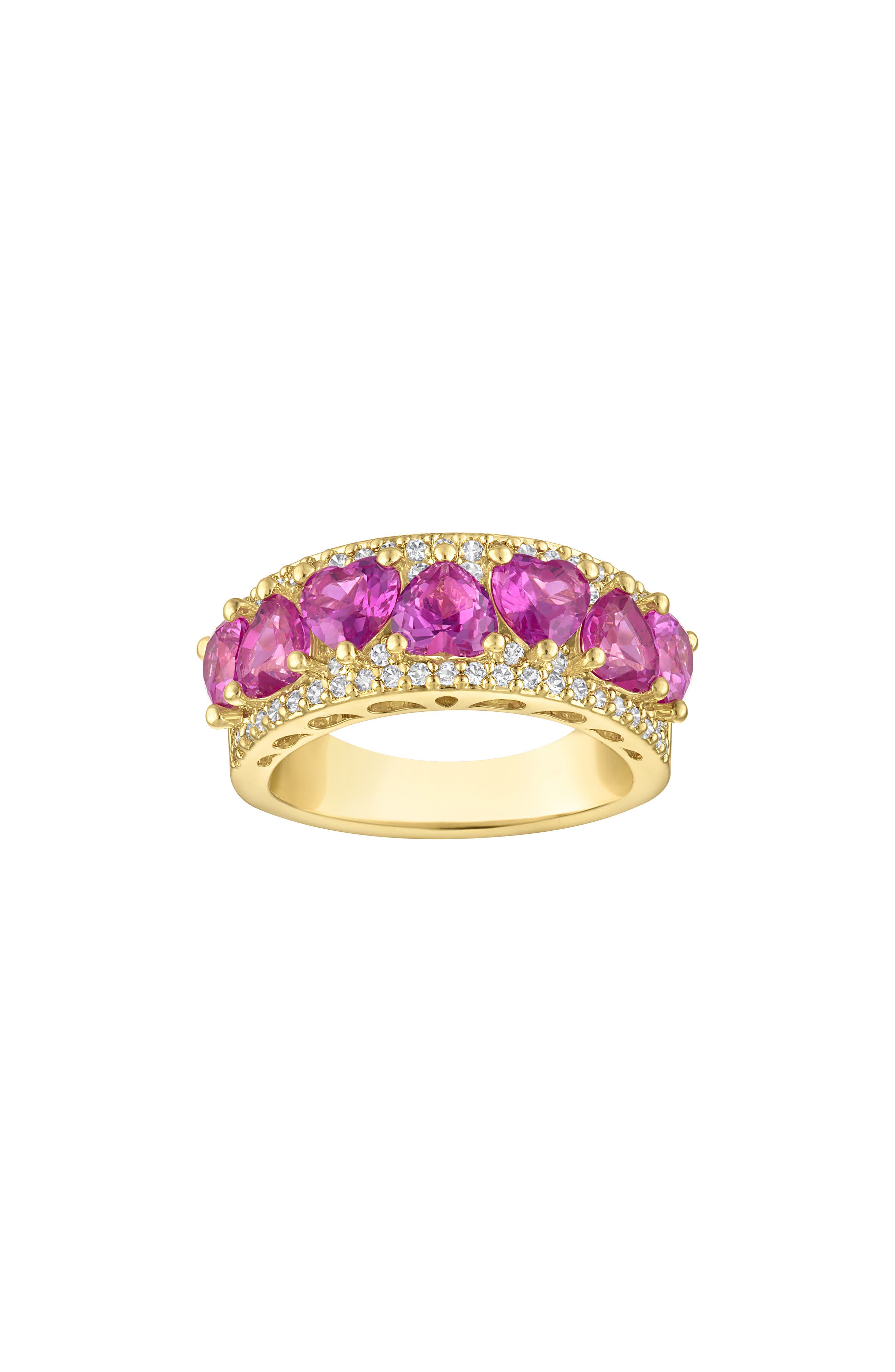 Lab Created Pink Sapphire Heart Ring