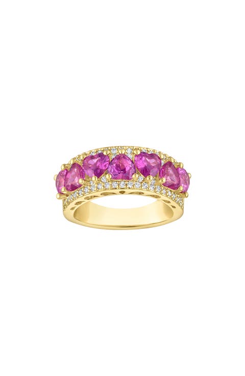 Lab Created Pink Sapphire Heart Ring