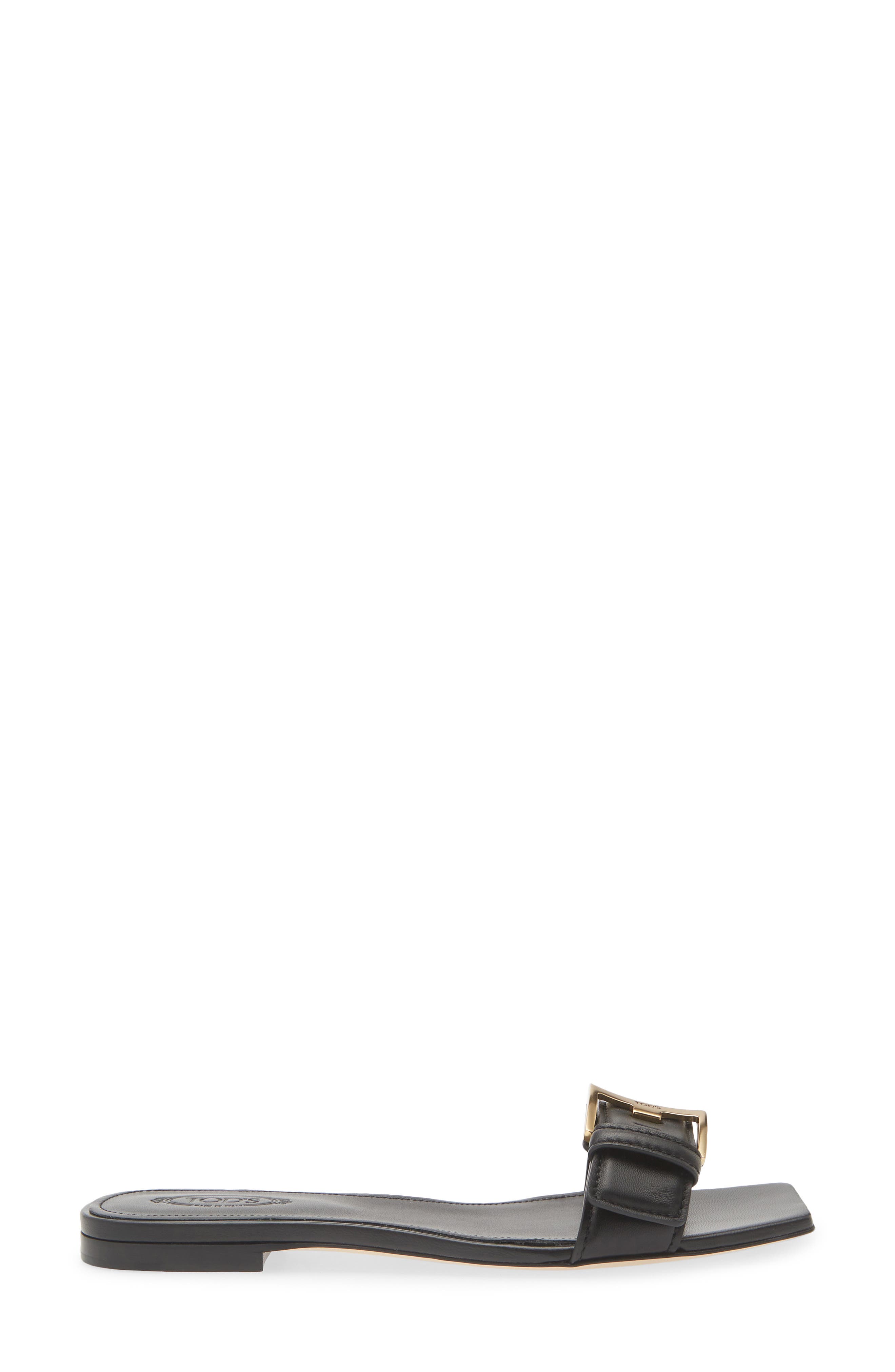 Tod's Buckle Slide Sandal, Alternate, color, Nero