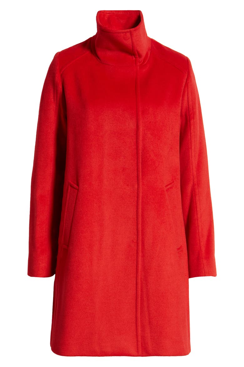 Women's Stand Collar Coat, Alternate, color, RED