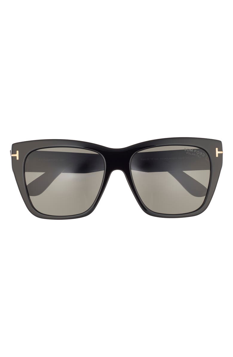 TOM FORD Flynn 55mm Polarized Butterfly Sunglasses, Main, color, Shiny Black / Smoke Lens