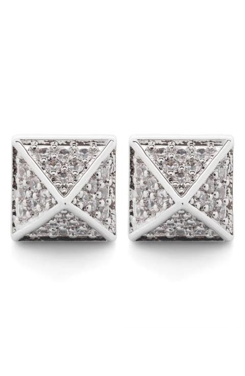Pyramid Pave Stud Earrings