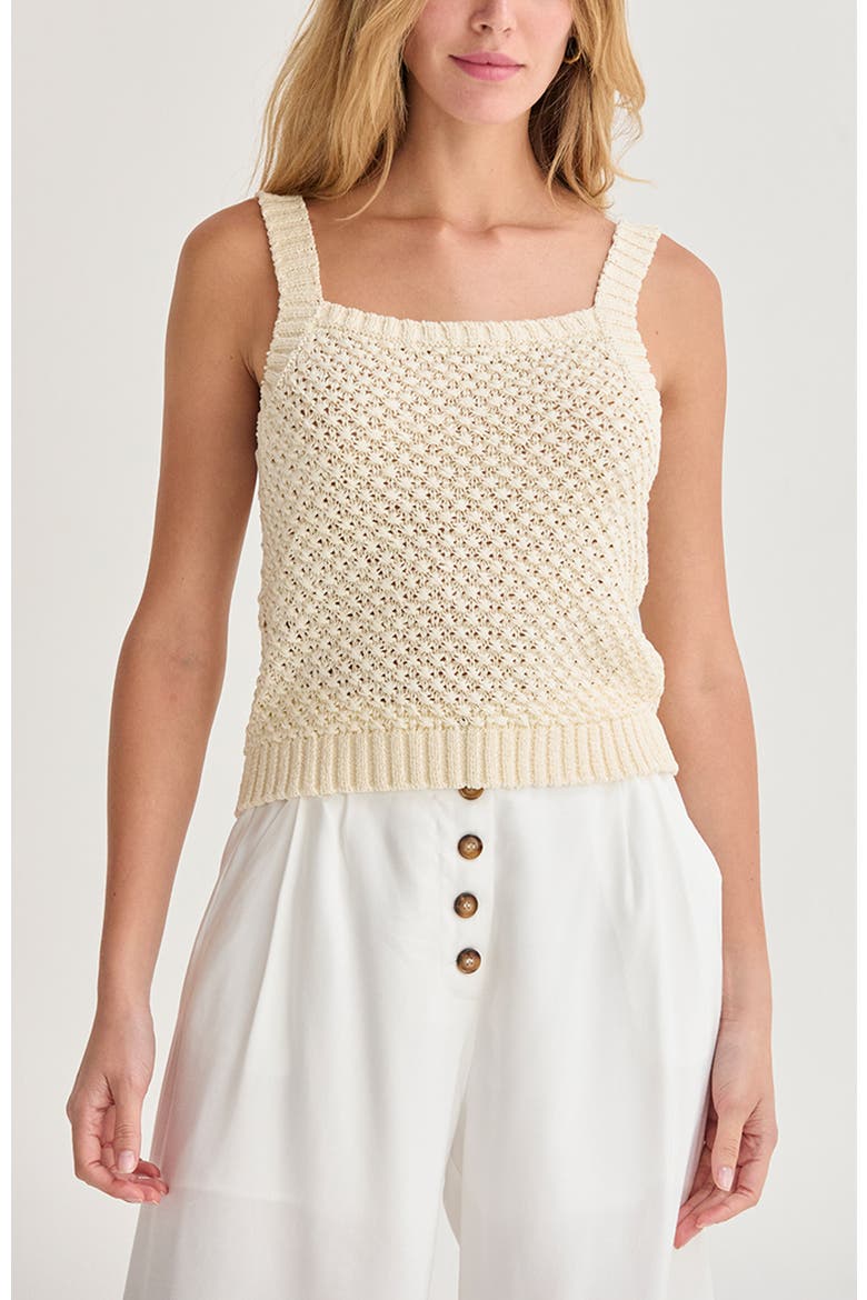 Basket Weave Knit Cardigan Tank Two Piece  Set, Alternate, color, Cream