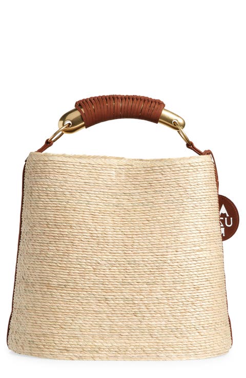 Watermill Top Handle Straw Bucket Tote