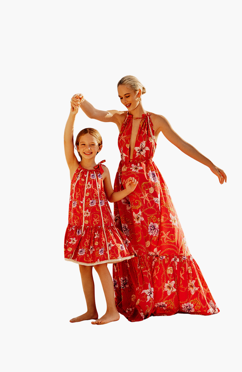 Luna B EUROS KIDS BEACH DRESS, Alternate, color, Floral Fuchsia