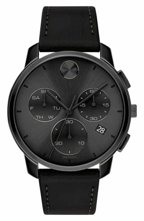 Movado Bold Chronograph Leather Strap Watch, 42mm