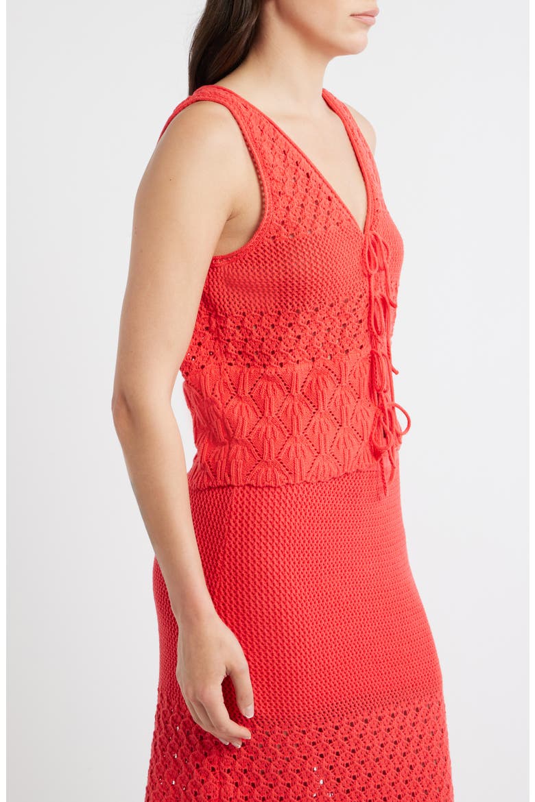 Amada Tie Front Sweater Vest, Alternate, color, RED