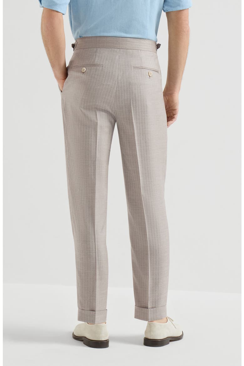 Trousers with double pleats and tabs, Alternate, color, Light Grey