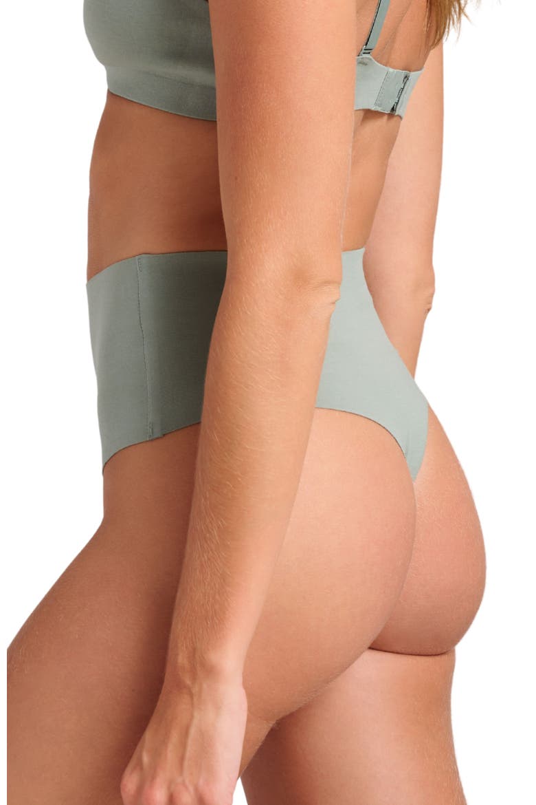 Organic Cotton No-Show Shaping Thong, Alternate, color, Sage