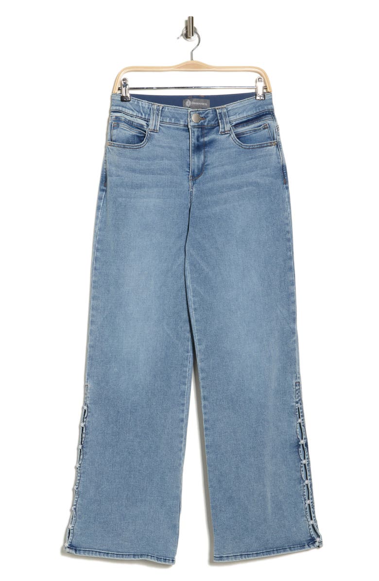 Democracy High Waist Faux Pearl Wide Leg Jeans, Alternate, color, 