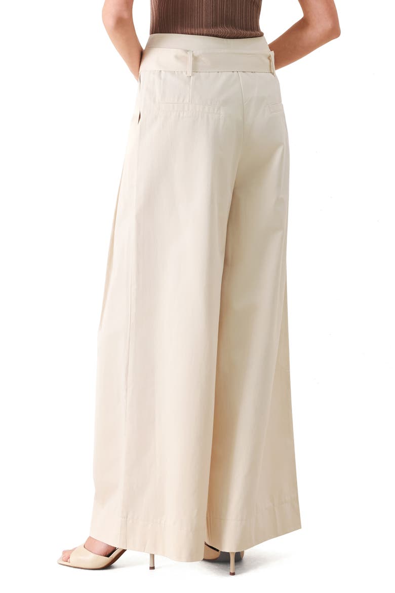 Belted Wide Leg Cotton Pants, Alternate, color, ECRU
