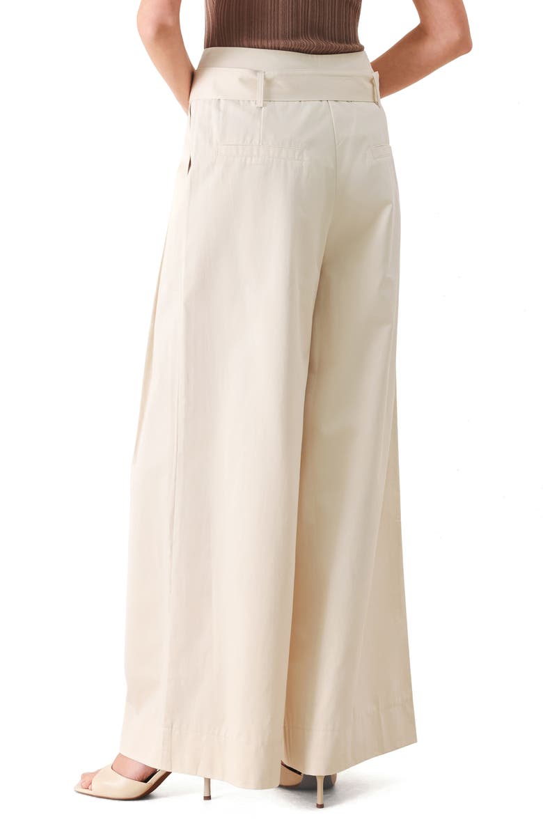 FREEMARKET Belted Wide Leg Cotton Pants, Alternate, color, Ecru