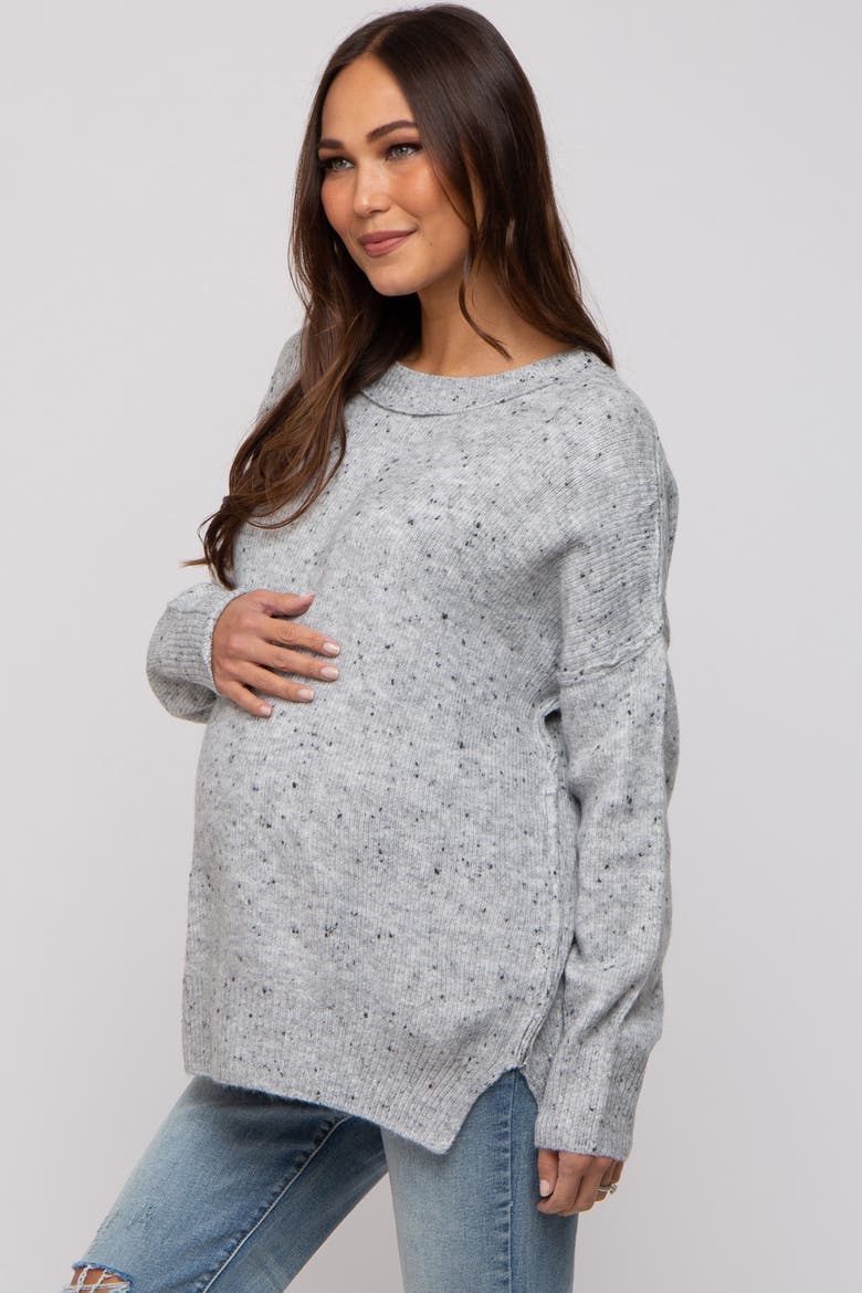 Speckled Knit Sweater, Alternate, color, Grey