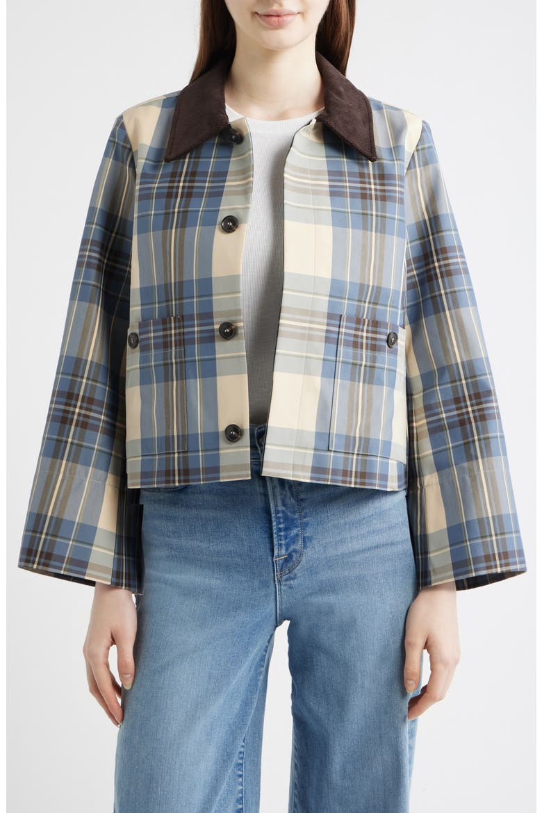 The Short Plaid Cotton Blend Mac Coat, Alternate, color, NAVY CHECK