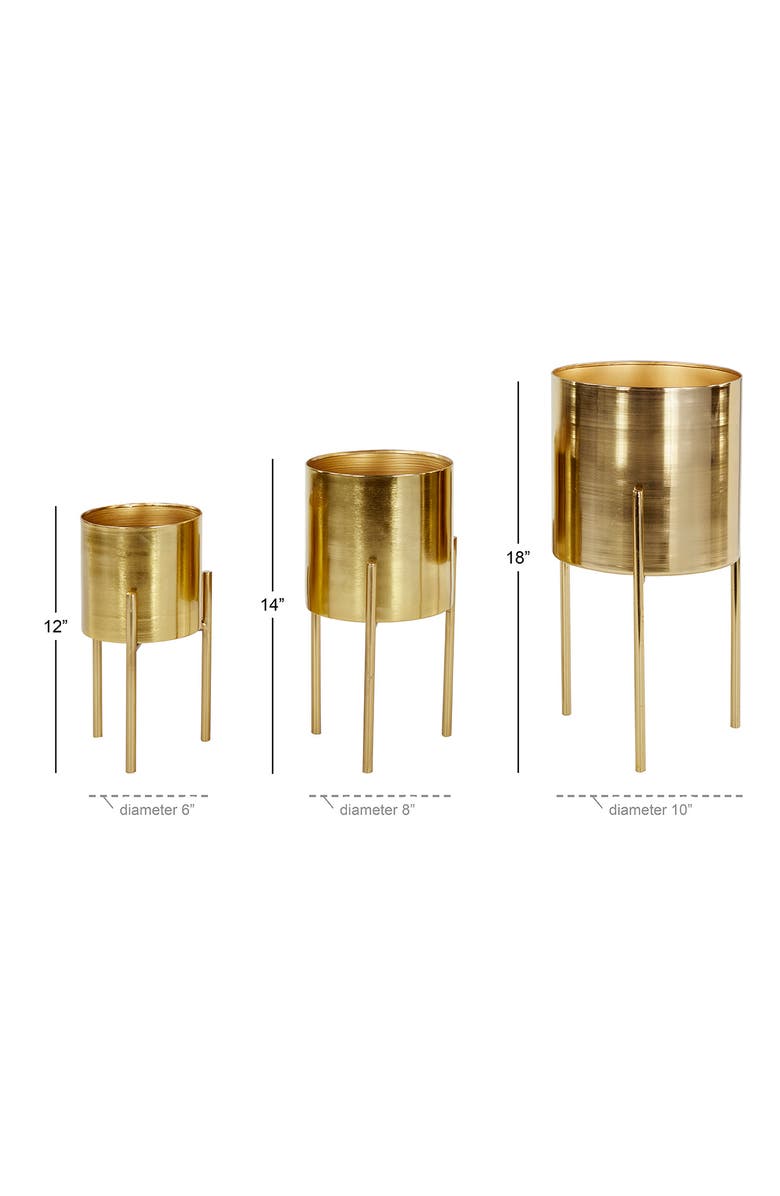 WILLOW ROW Goldtone Metal Contemporary Planter with Removable Stand - Set of 3, Alternate, color,