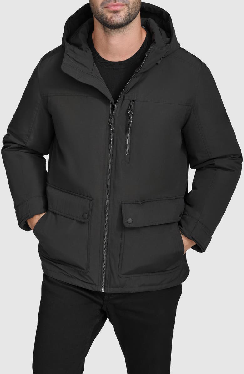 Cole Haan Down & Feather Fill Hooded Puffer Coat, Main, color, 
