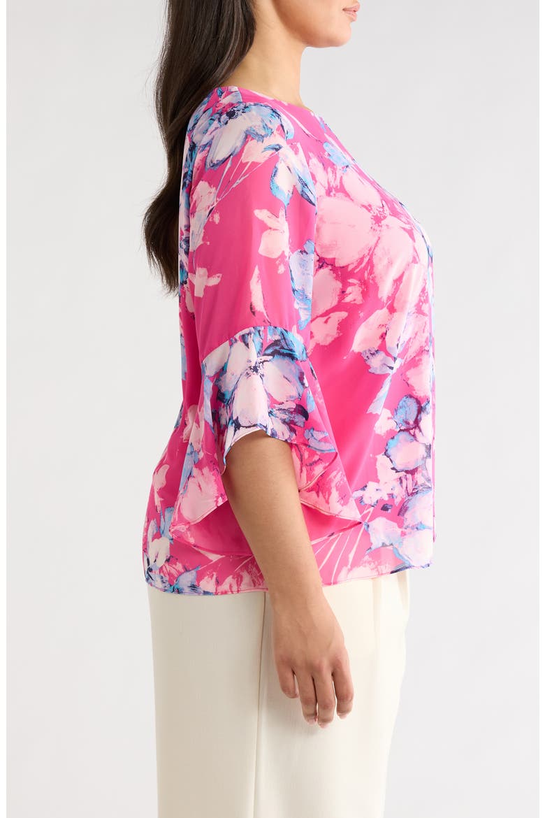 Printed Ruffle Sleeve Top, Alternate, color, PINK PERFECTION MULTI