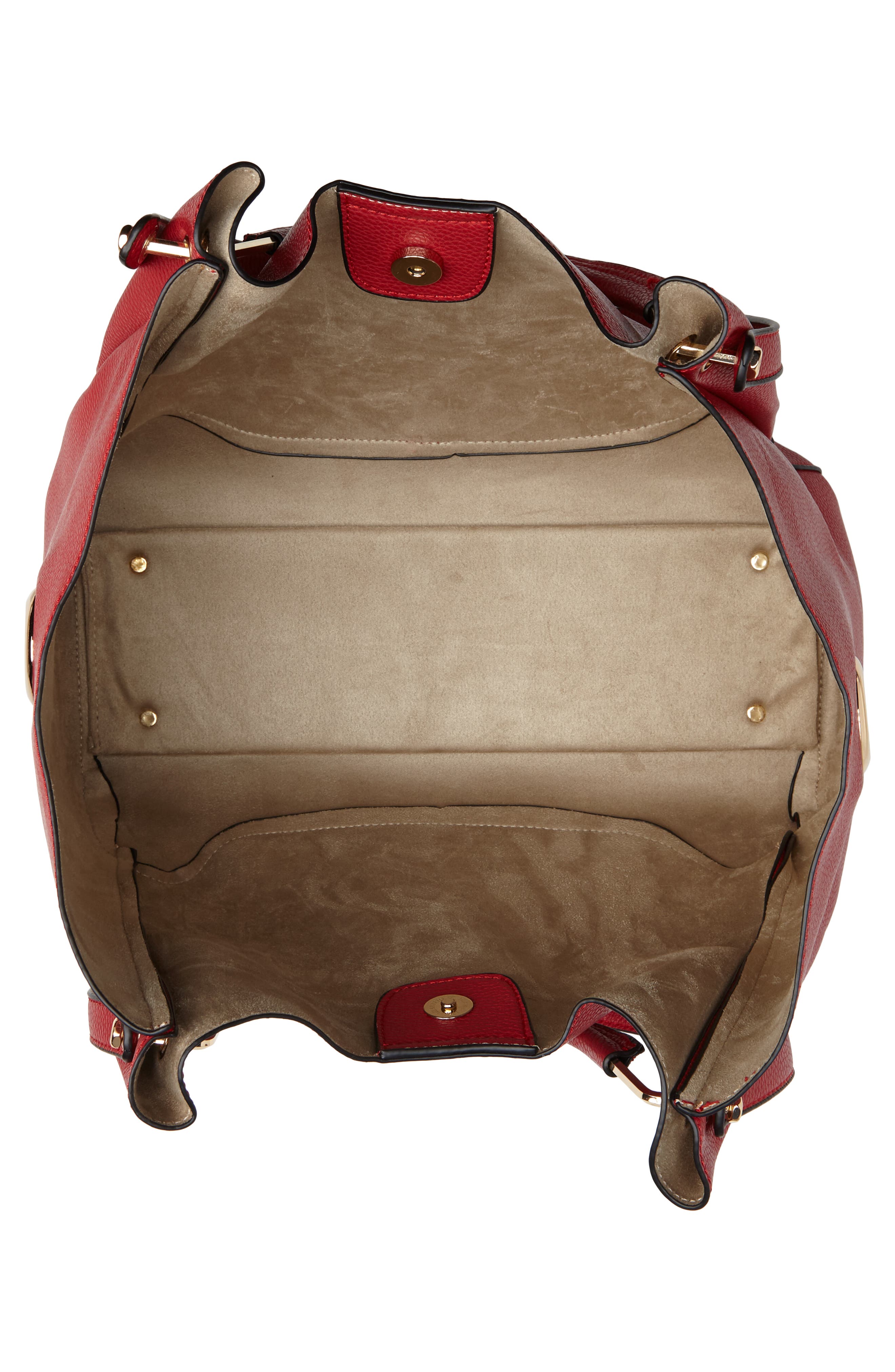 Faux Leather Satchel, Alternate, color, RED
