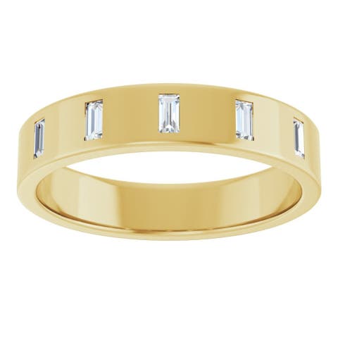 1/8 CT Natural Baguette Diamond Band in 14K Gold