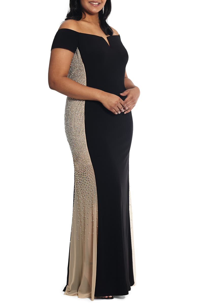 Xscape Evenings Xscape Caviar Bead Off the Shoulder Gown, Alternate, color, 