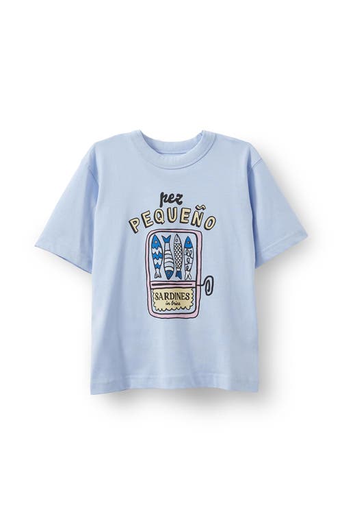 Shop Cotton On Kids Kid's Poppy Oversize Graphic Print Tee In Dawn Blue Sardines