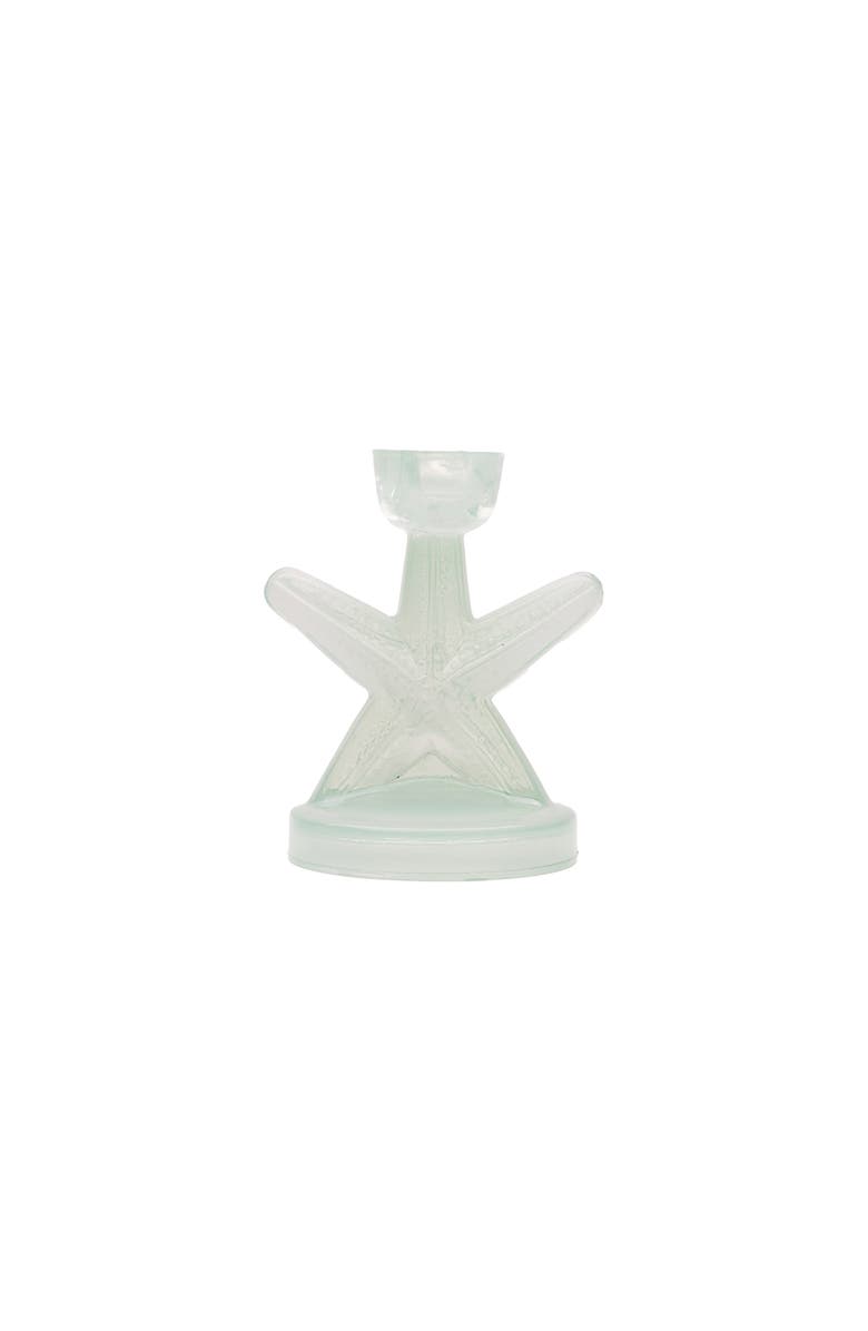 Gallerie II Sea Star Set of 2 Glass Candle Holders 5", Main, color, Green