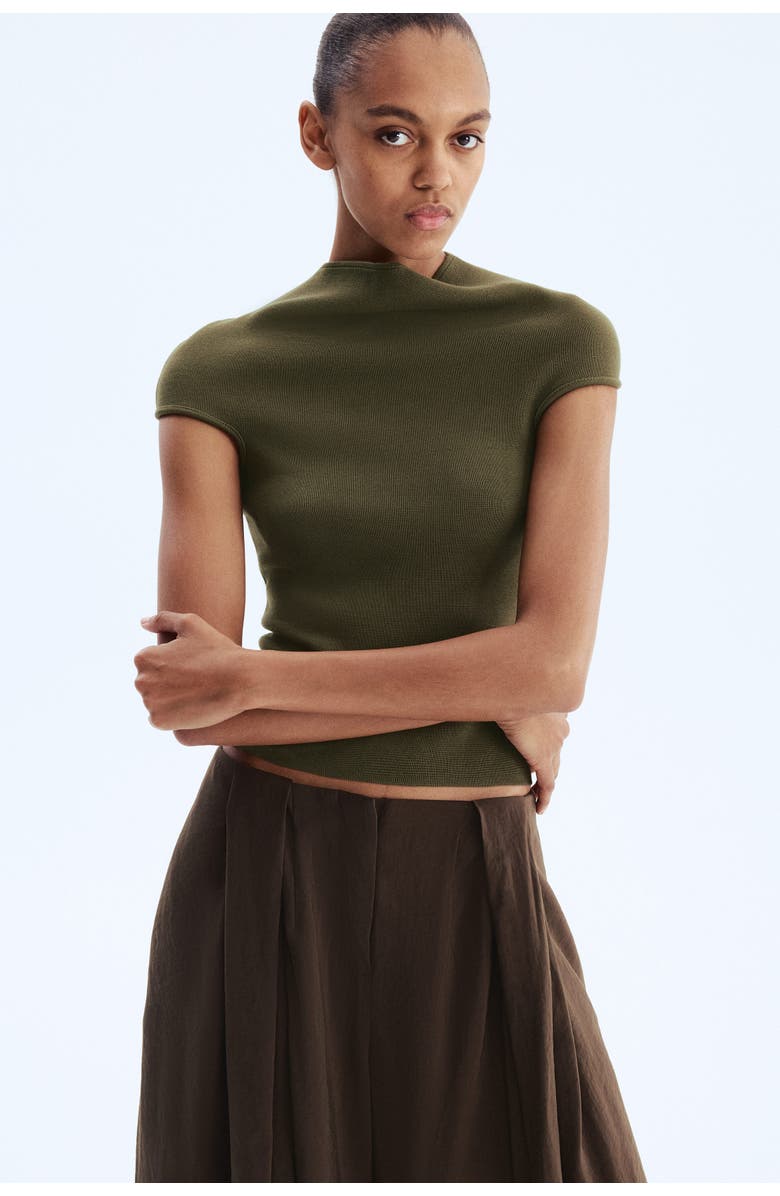 H&M Turtleneck Top, Alternate, color, Dark Khaki Green