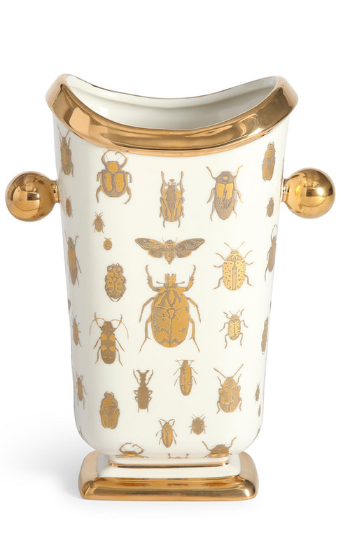 Jonathan Adler Botanist Specimen Vase In White/gold