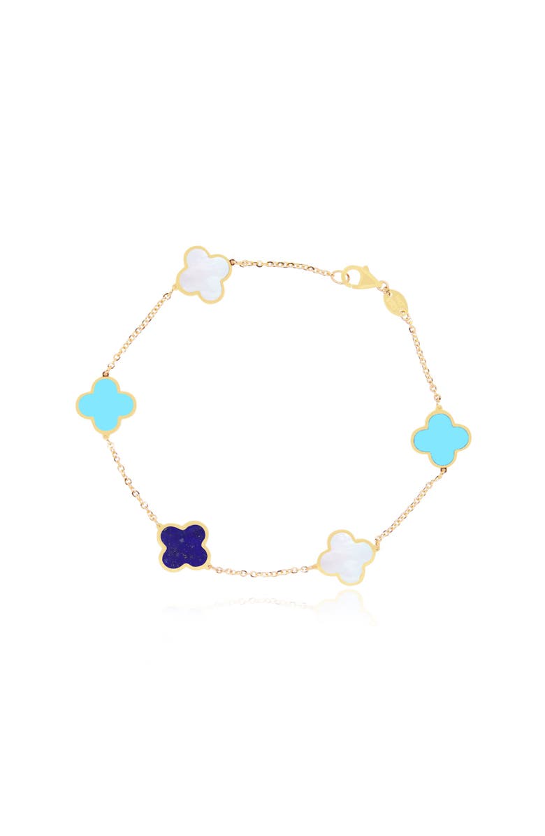 The Lovery Fine Jewelry Small Blue Mixed Clover Bracelet, Main, color, Blue Mixed